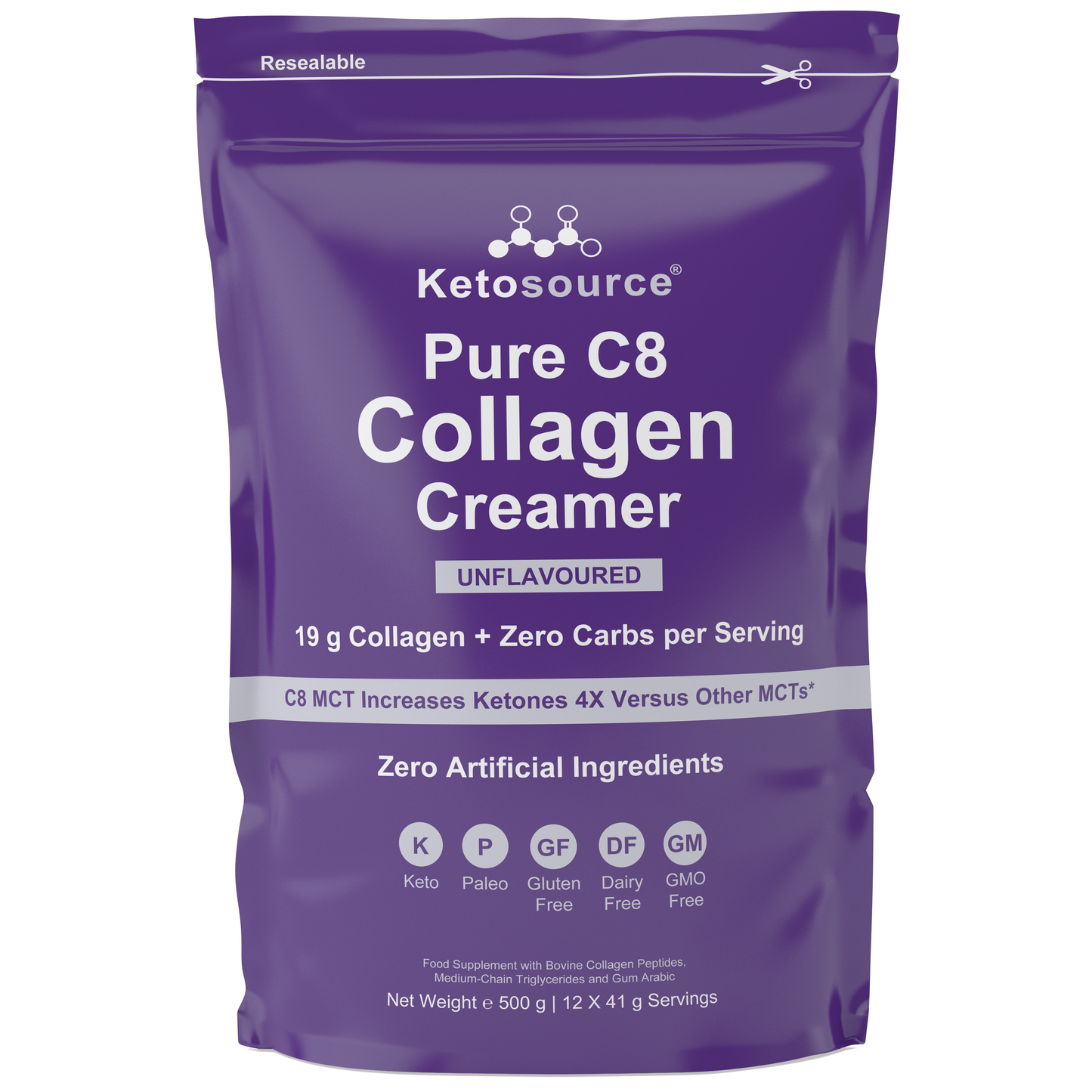 Case of 10 x Ketosource Pure C8 Collagen Creamer - Unflavoured